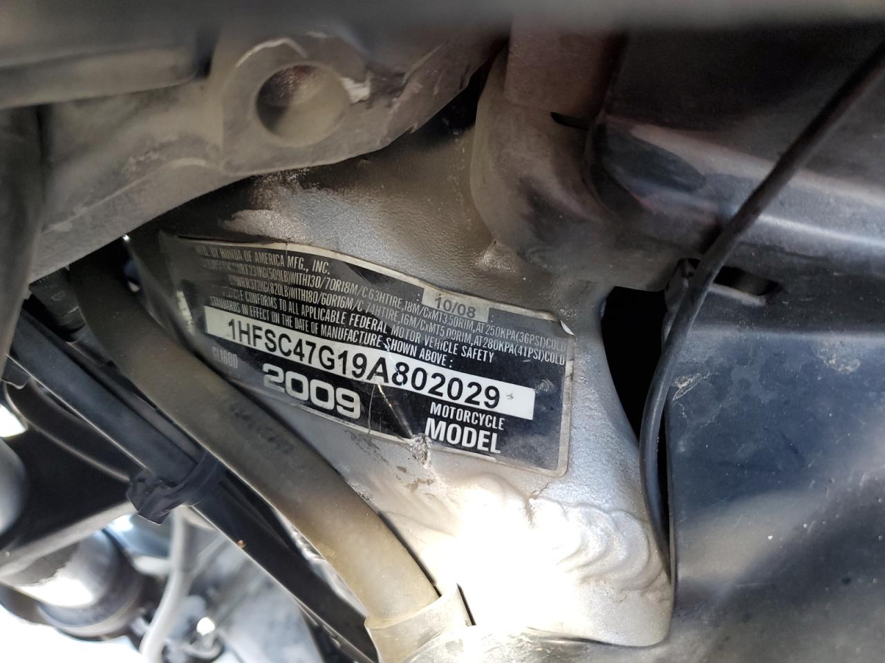 2009 Honda Gl1800 VIN: 1HFSC47G19A802029 Lot: 70038485