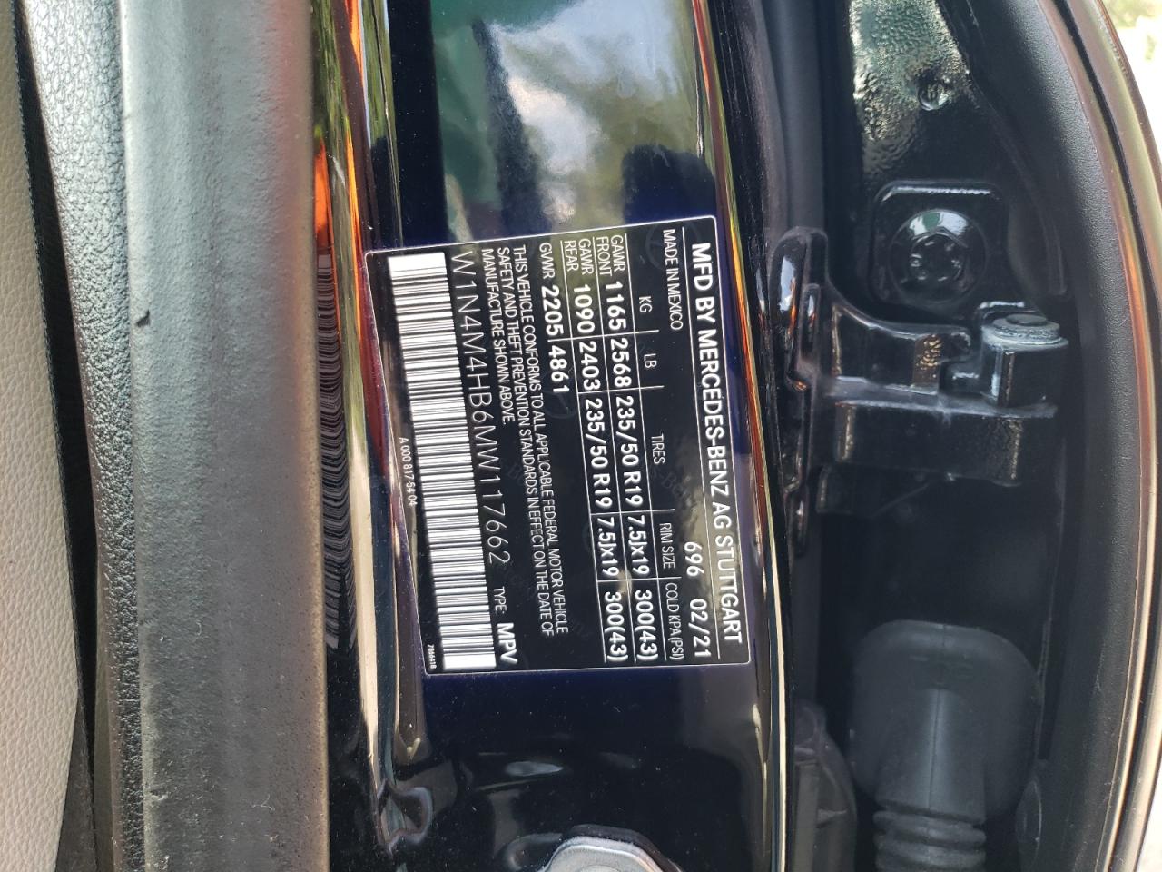 2021 Mercedes-Benz Glb 250 4Matic VIN: W1N4M4HB6MW117662 Lot: 70631775