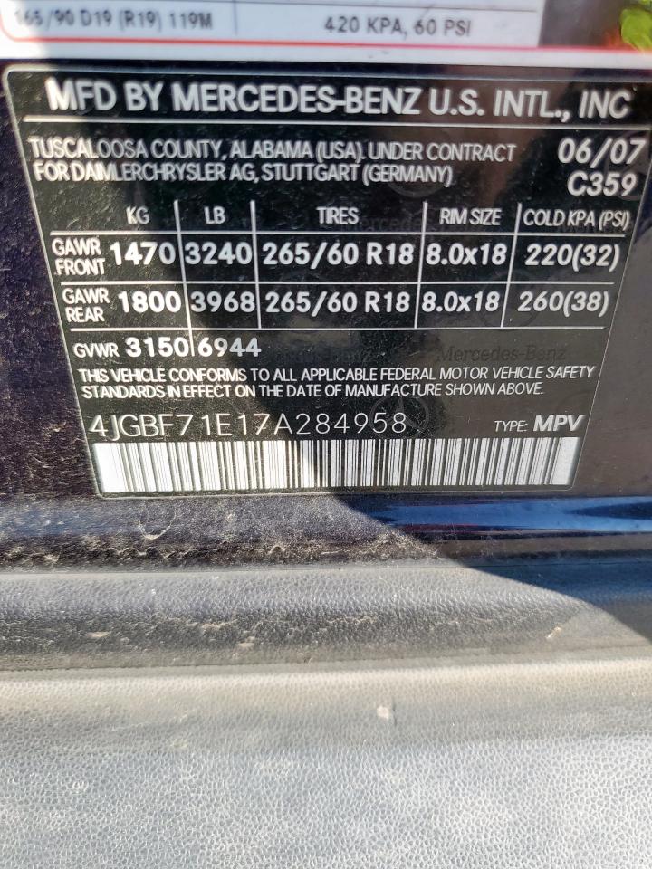 2007 Mercedes-Benz Gl 450 4Matic VIN: 4JGBF71E17A284958 Lot: 69634835