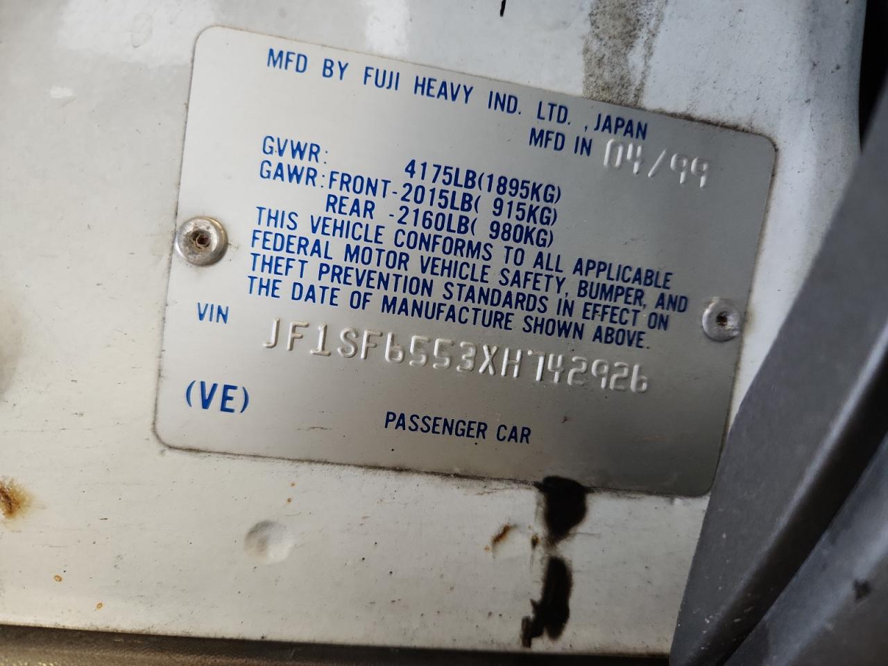 1999 Subaru Forester S VIN: JF1SF6553XH742926 Lot: 70533805