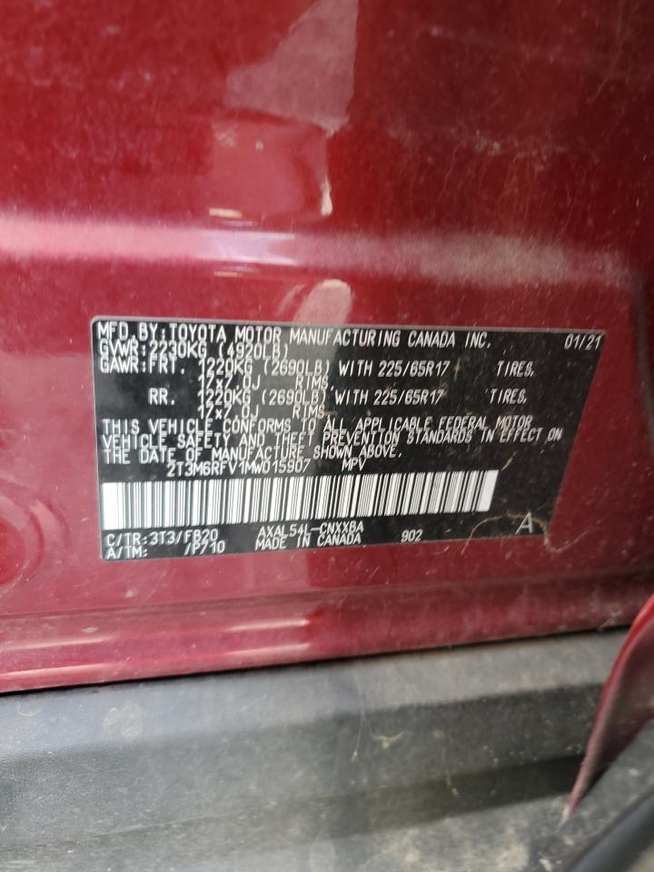 2021 Toyota Rav4 Le VIN: 2T3M6RFV1MW015907 Lot: 67483295