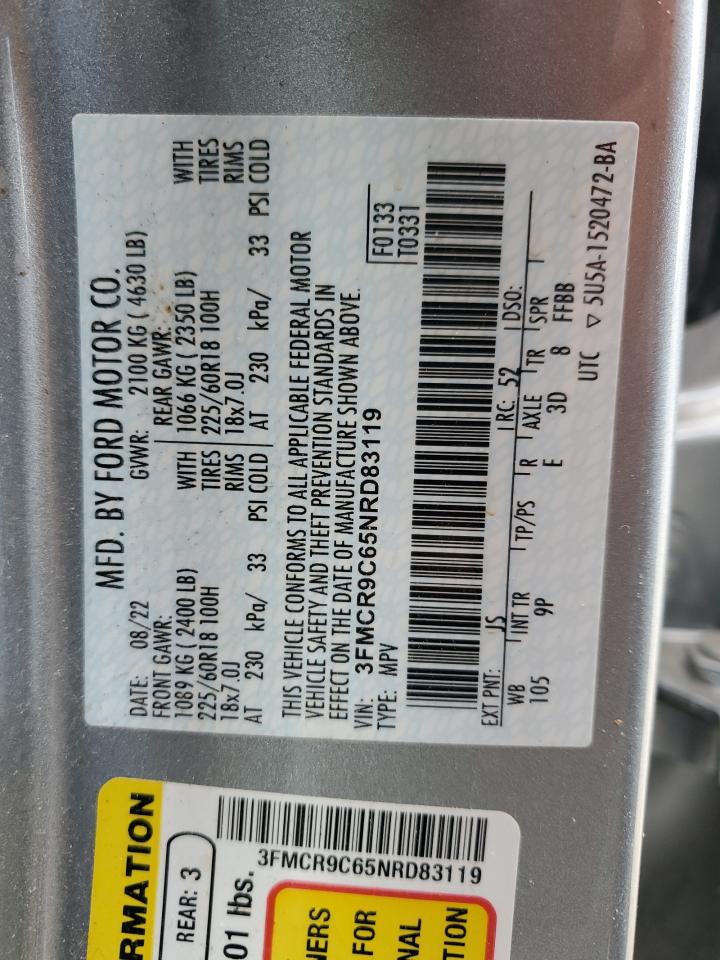 2022 Ford Bronco Sport Outer Banks VIN: 3FMCR9C65NRD83119 Lot: 69569115