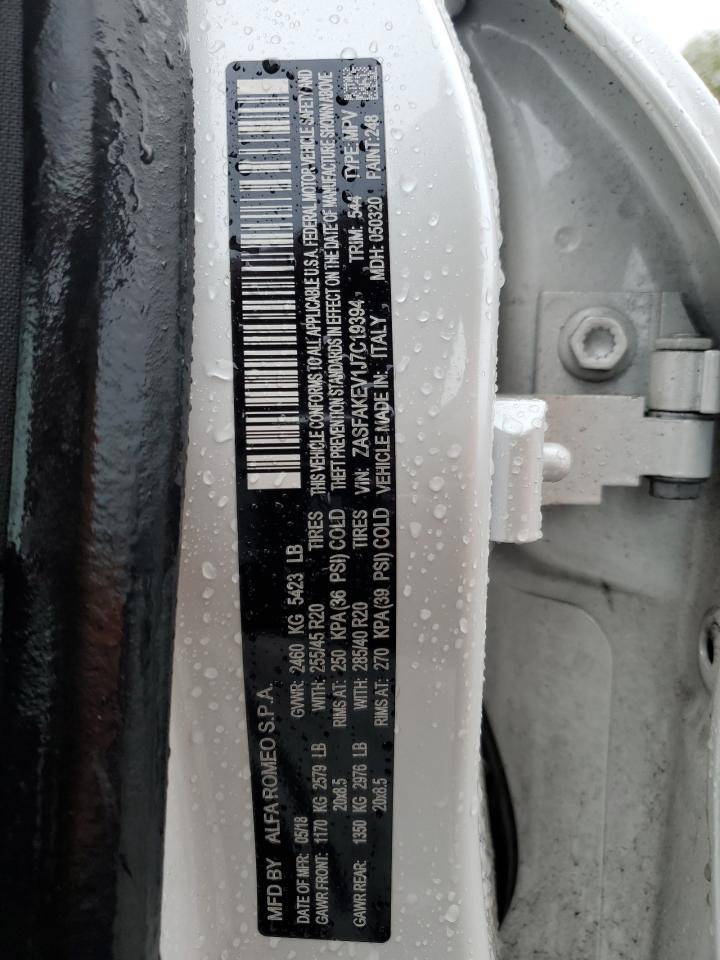 2018 Alfa Romeo Stelvio Quadrifoglio VIN: ZASFAKEV1J7C19394 Lot: 69307045