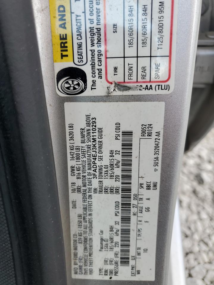 2019 Ford Fiesta Se VIN: 3FADP4EJ3KM110293 Lot: 68951475