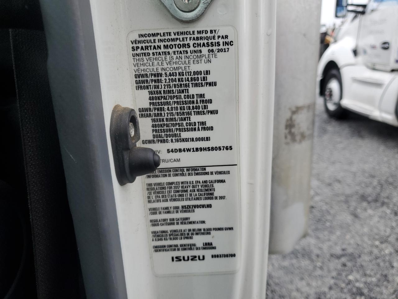 2017 Isuzu Npr VIN: 54DB4W1B9HS805765 Lot: 64942435