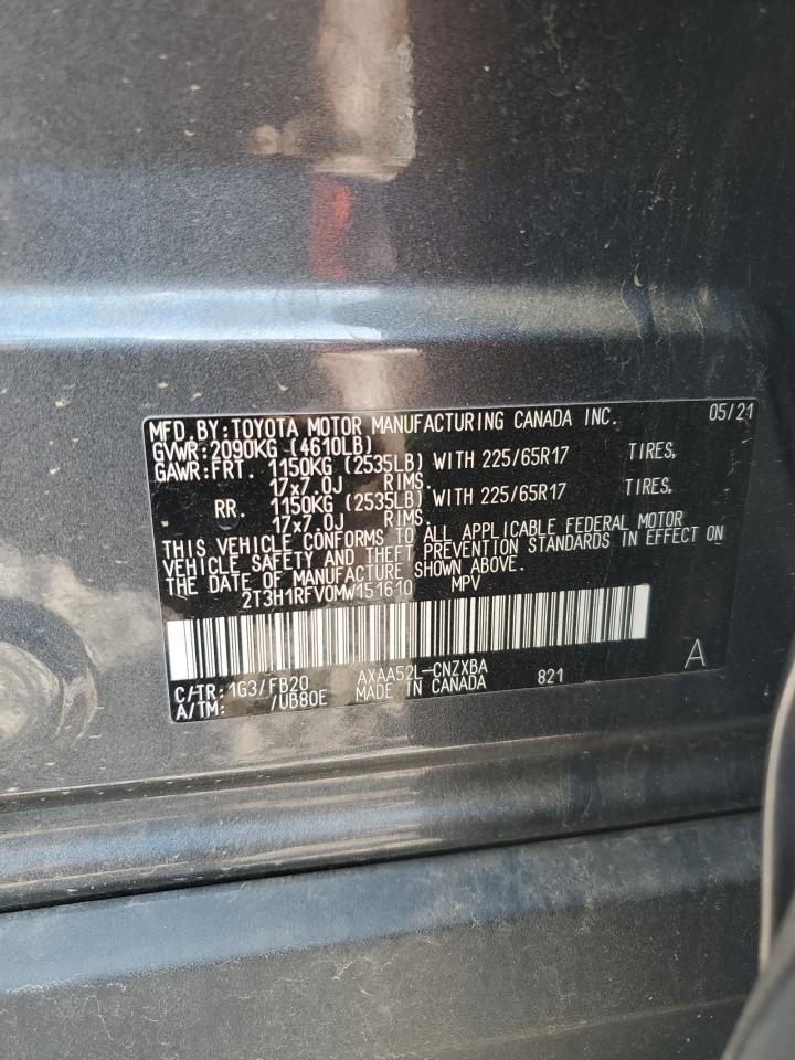 2021 Toyota Rav4 Le VIN: 2T3H1RFV0MW151610 Lot: 69754675