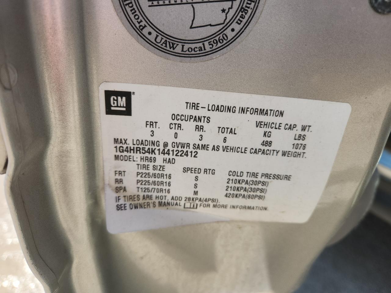 2004 Buick Lesabre Limited VIN: 1G4HR54K144122412 Lot: 70532425