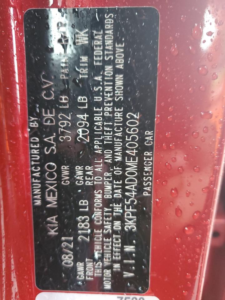 2021 Kia Forte Ex VIN: 3KPF54AD0ME405602 Lot: 70490085