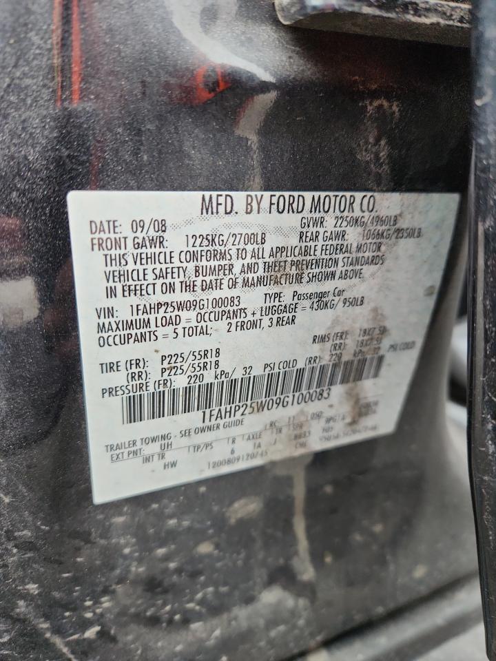 2009 Ford Taurus Limited VIN: 1FAHP25W09G100083 Lot: 70769655