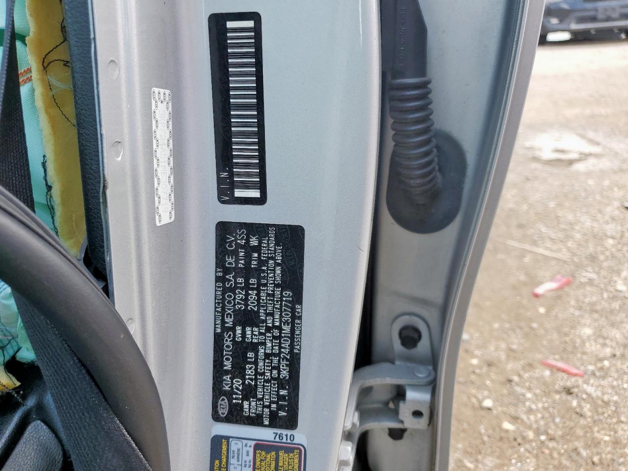 2021 Kia Forte Fe VIN: 3KPF24AD1ME307719 Lot: 67680045