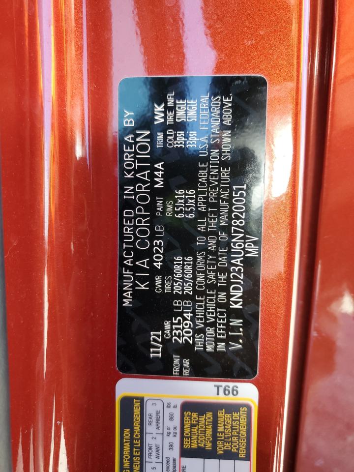 2022 Kia Soul Lx VIN: KNDJ23AU6N7820051 Lot: 70277455