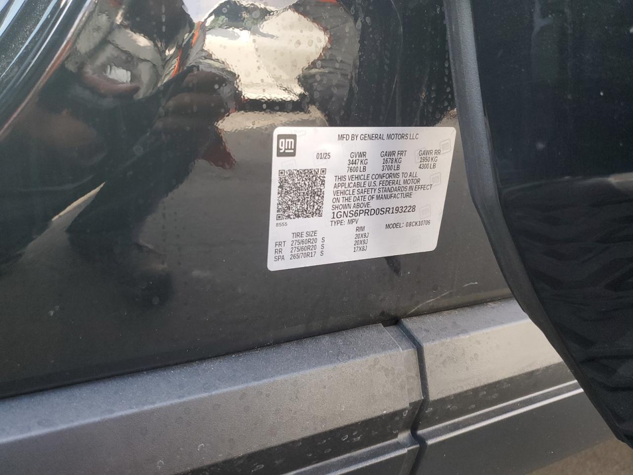 2025 Chevrolet Tahoe K1500 Z71 VIN: 1GNS6PRD0SR193228 Lot: 71122305