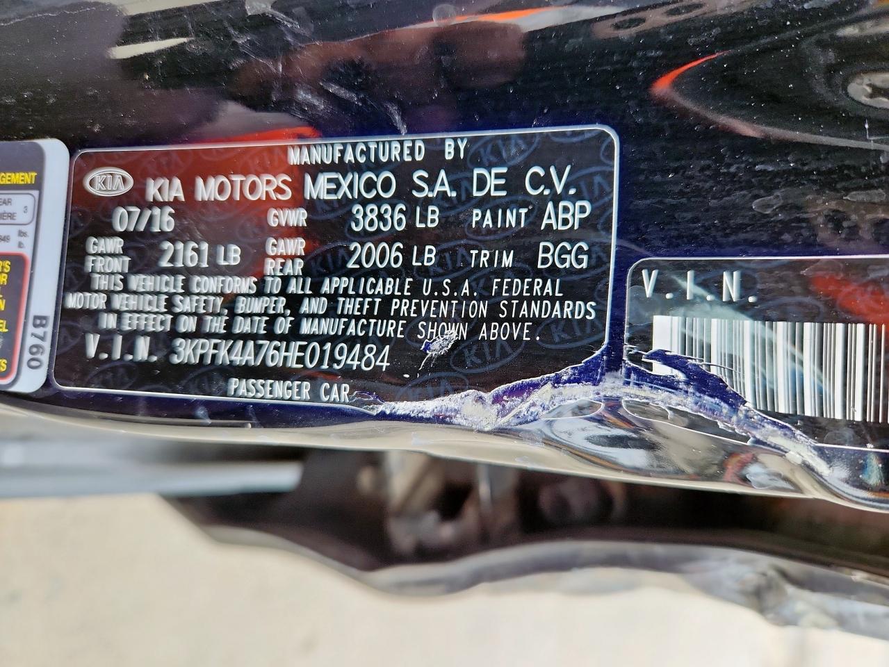 2017 Kia Forte Lx VIN: 3KPFK4A76HE019484 Lot: 68309385