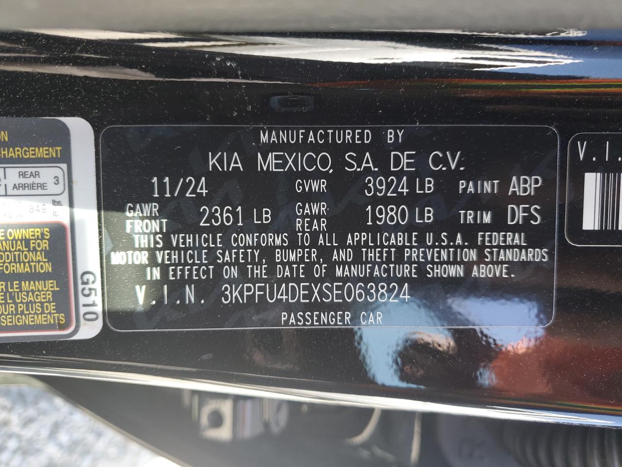 2025 Kia K4 Ex VIN: 3KPFU4DEXSE063824 Lot: 70937485