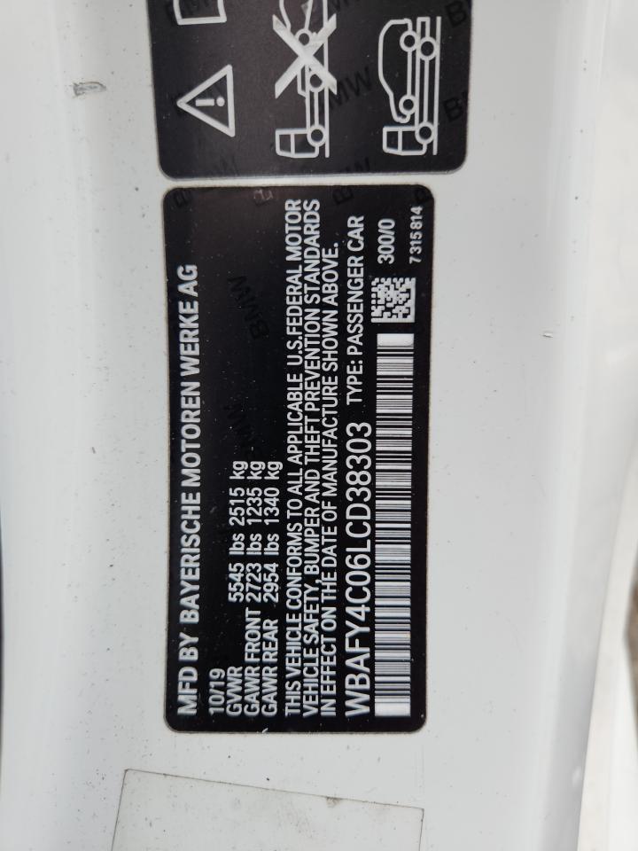 2020 BMW M850Xi VIN: WBAFY4C06LCD38303 Lot: 86135735