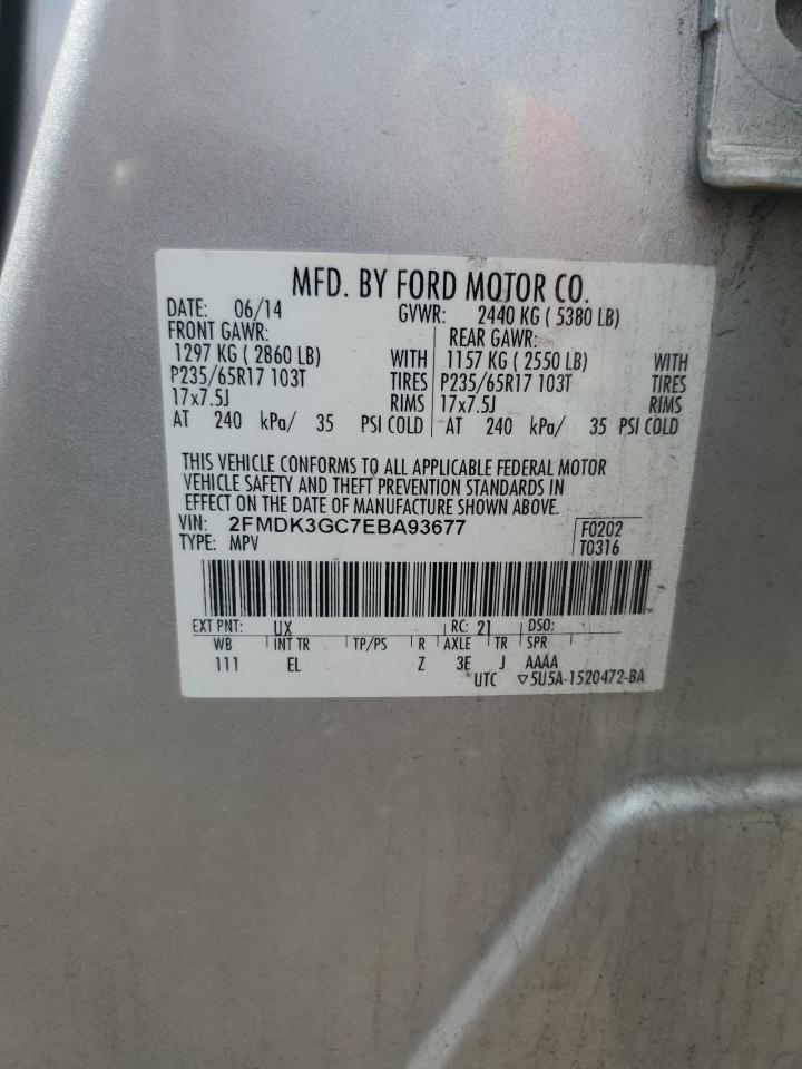 2014 Ford Edge Se VIN: 2FMDK3GC7EBA93677 Lot: 69478215