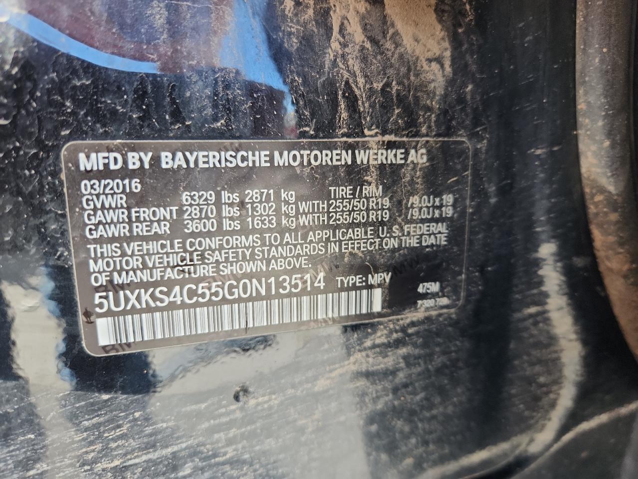 2016 BMW X5 xDrive35D VIN: 5UXKS4C55G0N13514 Lot: 69466755