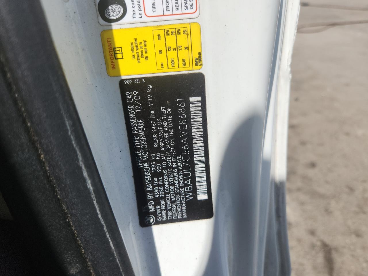 2010 BMW 128 I VIN: WBAUL7C56AVE86861 Lot: 63801035