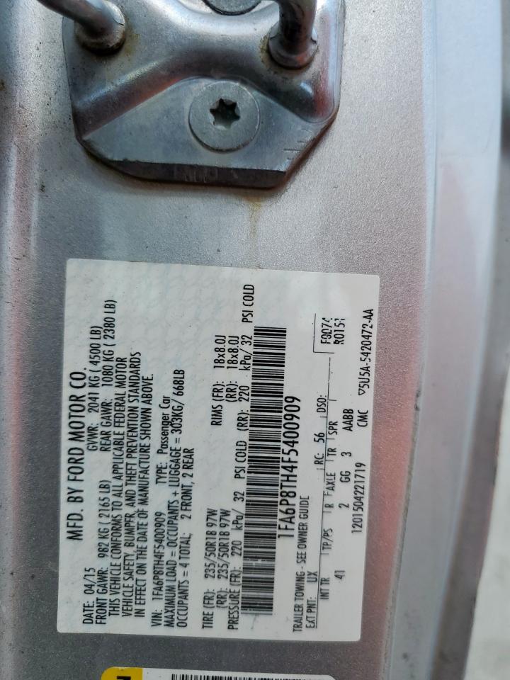 2015 Ford Mustang VIN: 1FA6P8TH4F5400909 Lot: 70312705