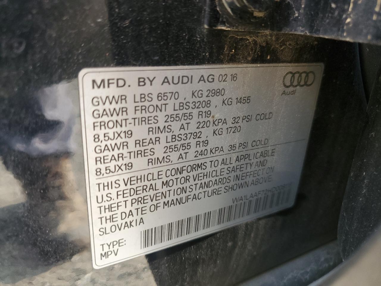 2017 Audi Q7 Premium Plus VIN: WA1LAAF72HD008118 Lot: 68067345