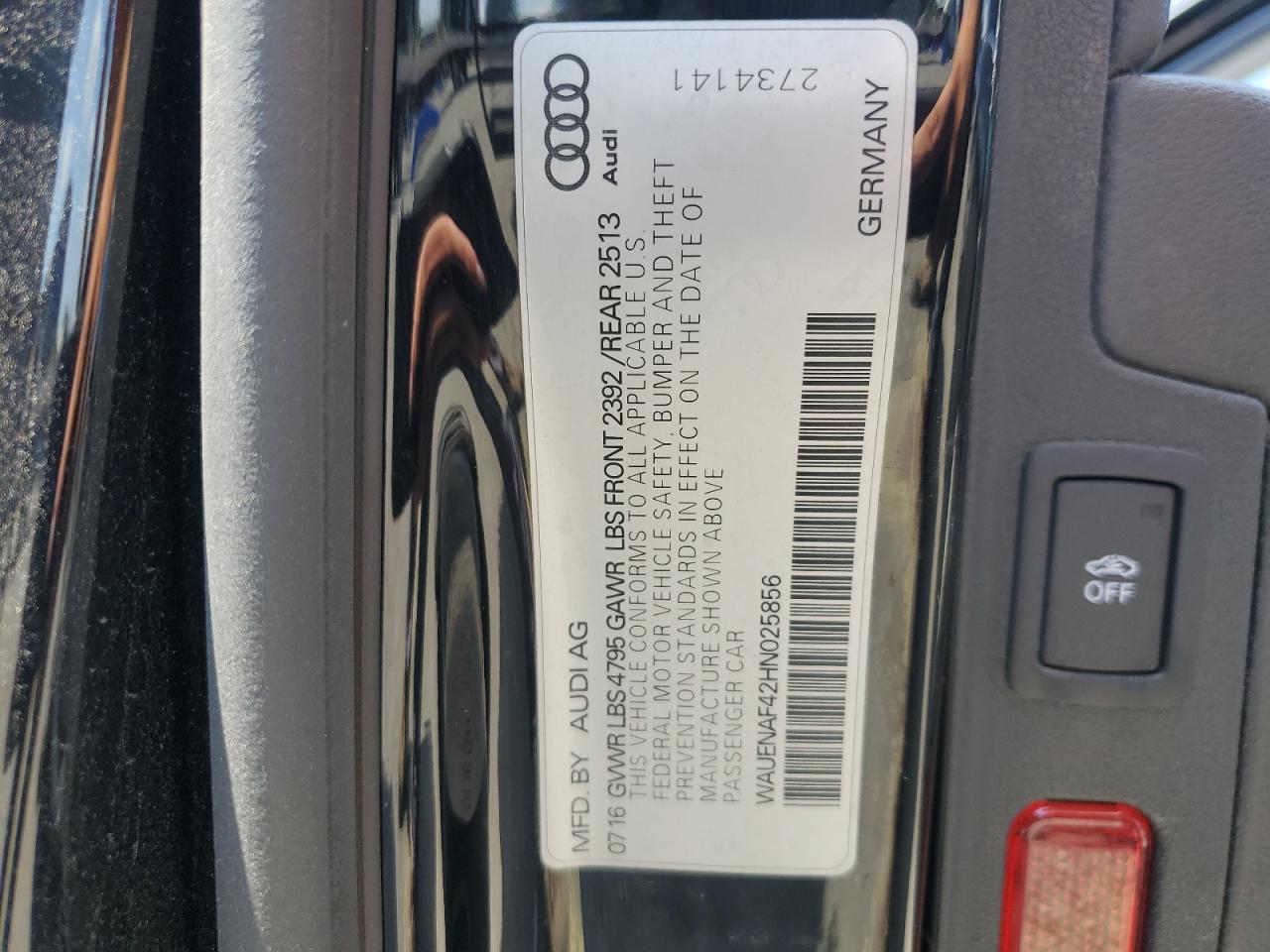 2017 Audi A4 Premium Plus VIN: WAUENAF42HN025856 Lot: 68414555