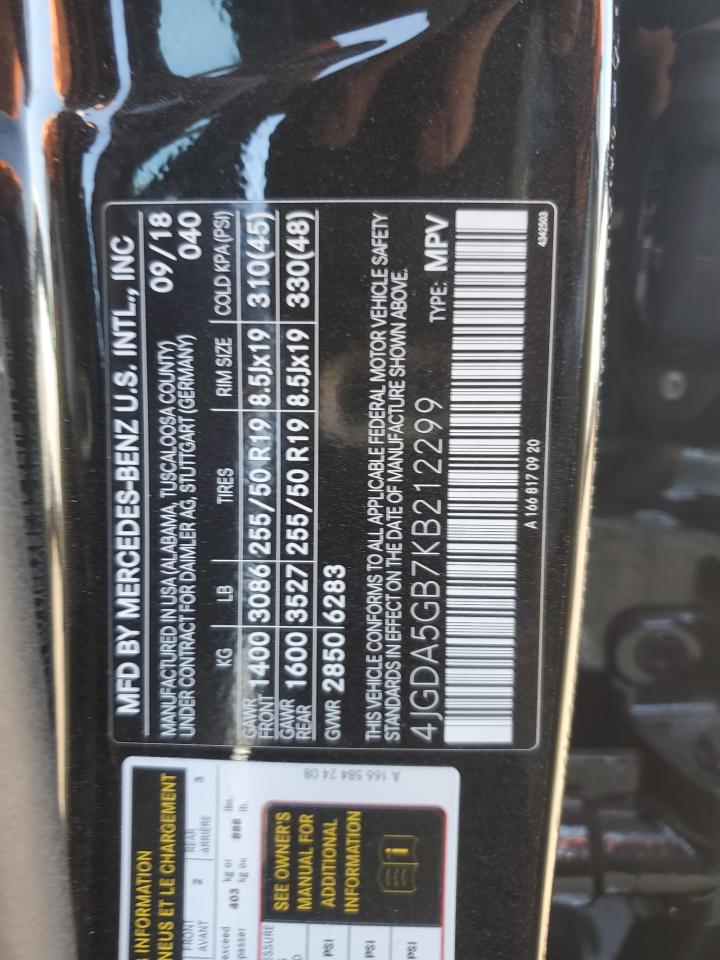 2019 Mercedes-Benz Gle 400 4Matic VIN: 4JGDA5GB7KB212299 Lot: 68086845