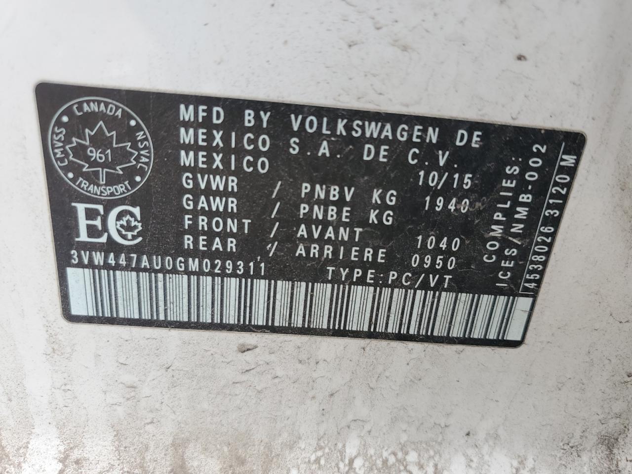 2016 Volkswagen Gti S/Se VIN: 3VW447AU0GM029311 Lot: 69726265