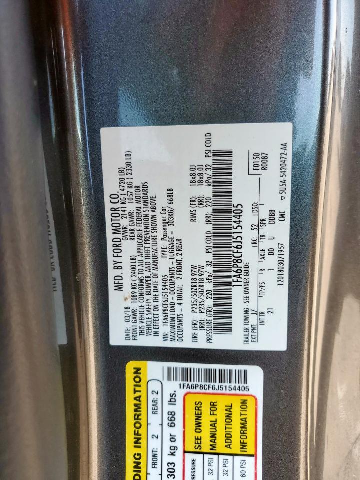 2018 Ford Mustang Gt VIN: 1FA6P8CF6J5154405 Lot: 68977555