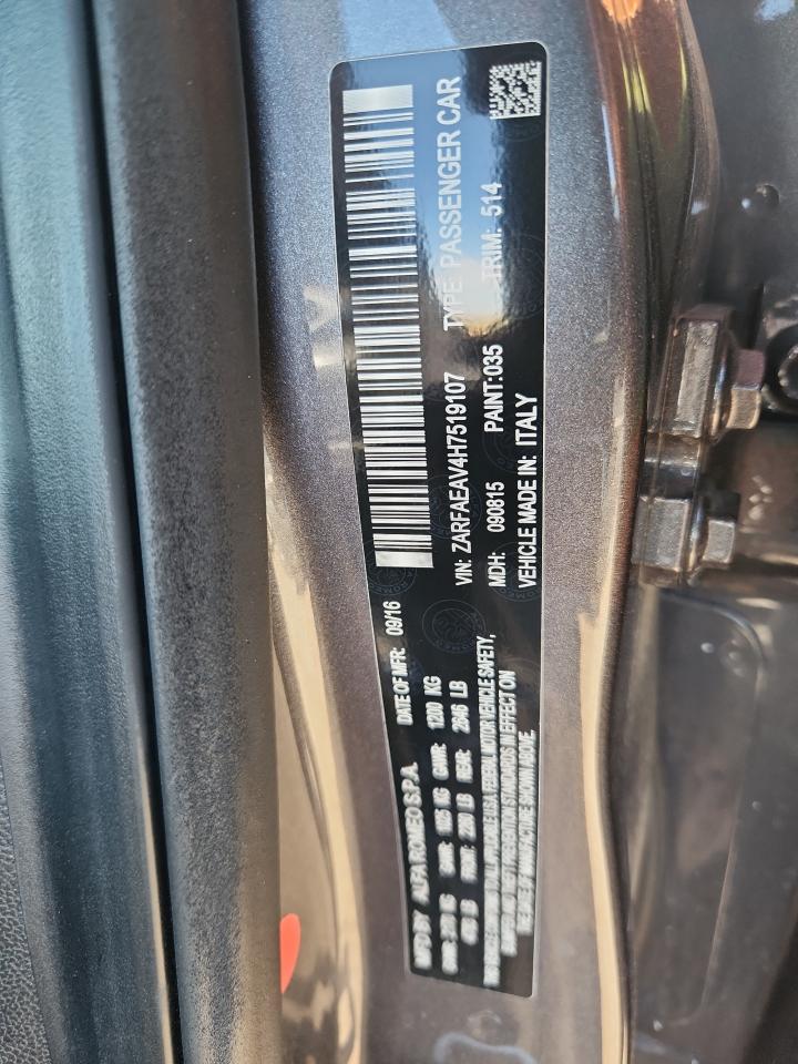 2017 Alfa Romeo Giulia Quadrifoglio VIN: ZARFAEAV4H7519107 Lot: 69541685