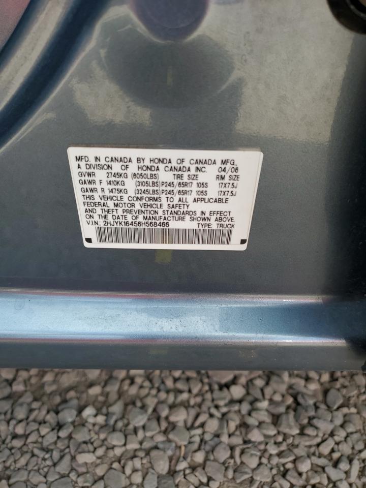2006 Honda Ridgeline Rts VIN: 2HJYK16456H568466 Lot: 68909985
