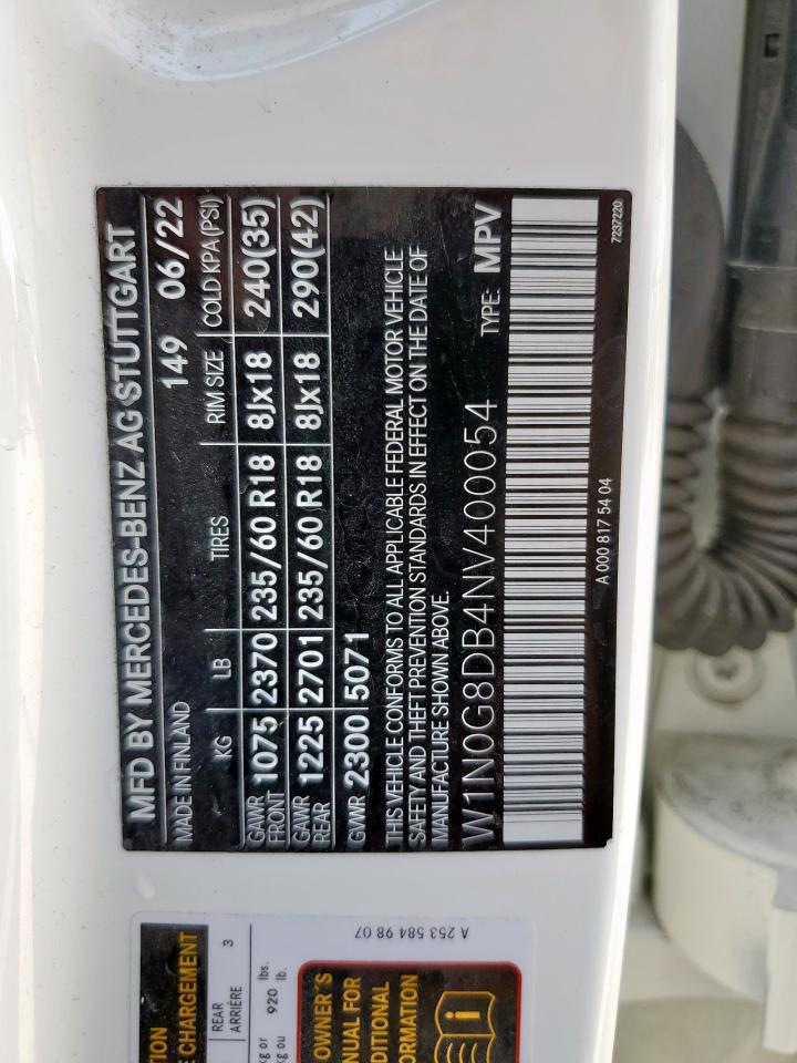 2022 Mercedes-Benz Glc 300 VIN: W1N0G8DB4NV400054 Lot: 68981105