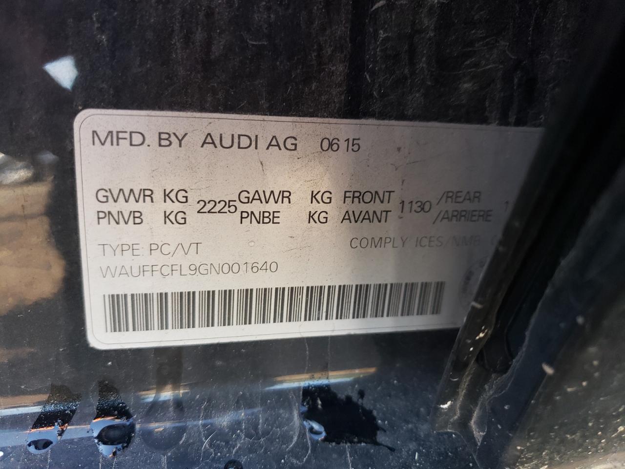 2016 Audi A4 Progressiv Plus VIN: WAUFFCFL9GN001640 Lot: 70021225