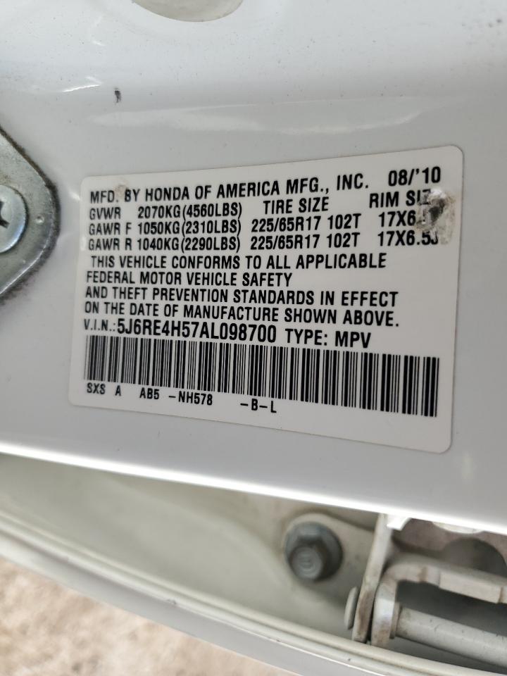 2010 Honda Cr-V Ex VIN: 5J6RE4H57AL098700 Lot: 69279005