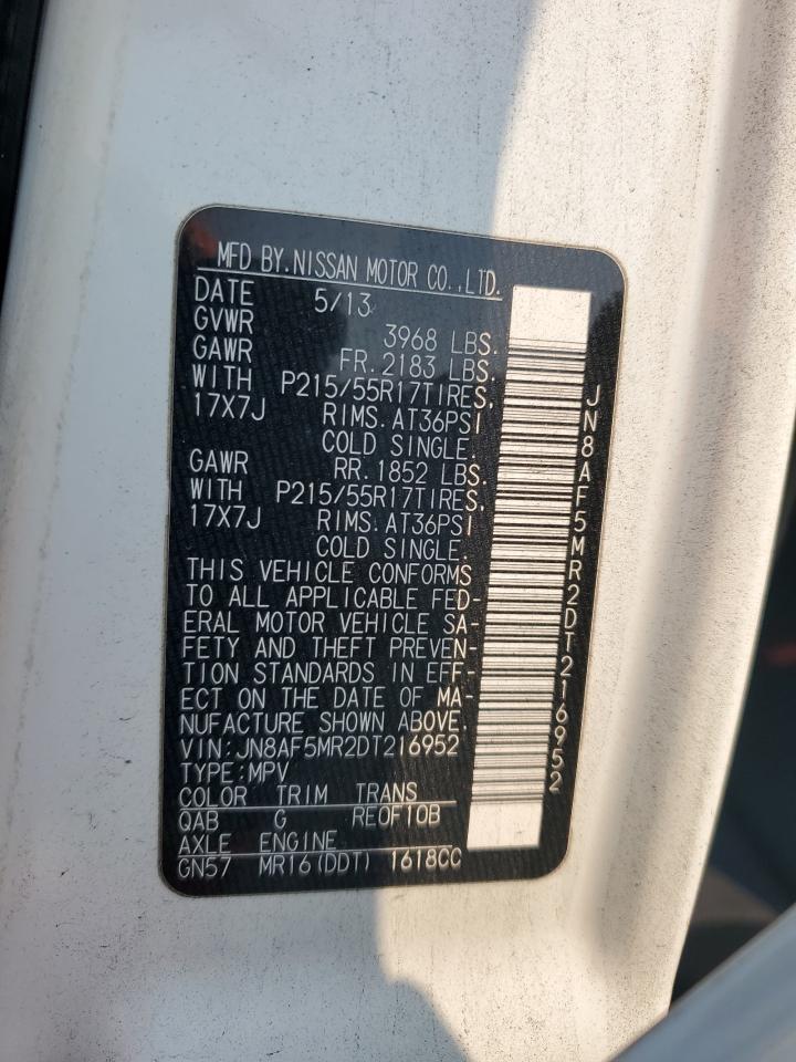 2013 Nissan Juke S VIN: JN8AF5MR2DT216952 Lot: 69351245