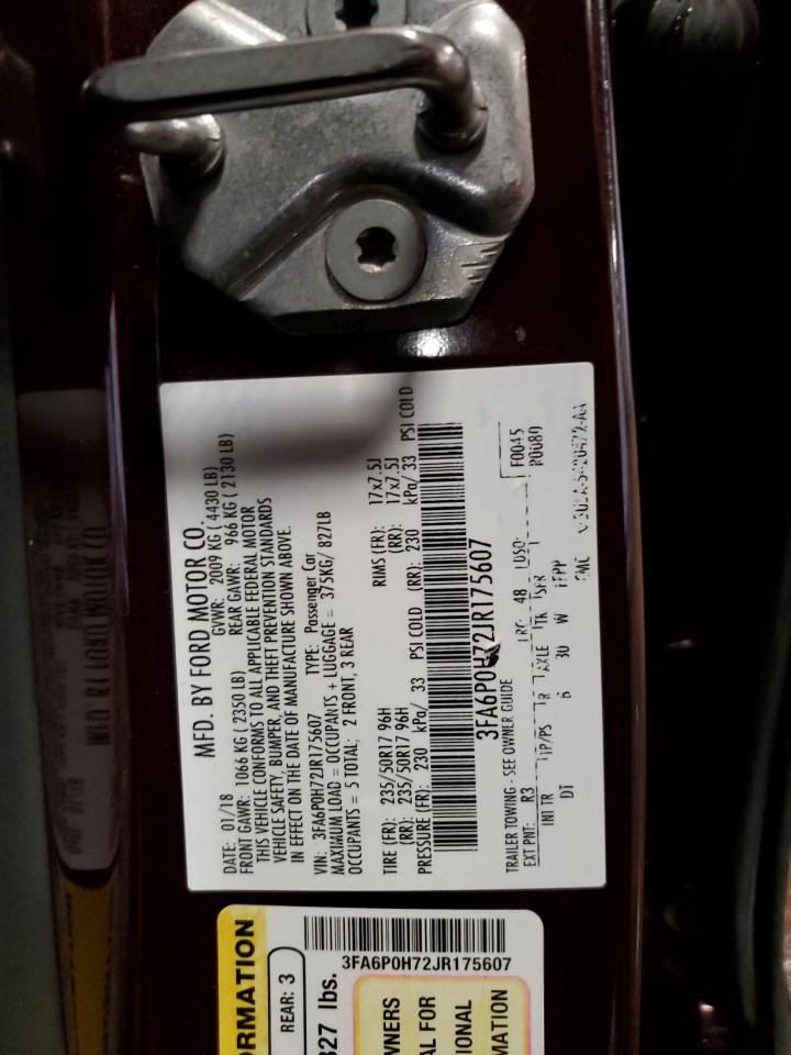 2018 Ford Fusion Se VIN: 3FA6P0H72JR175607 Lot: 68075685