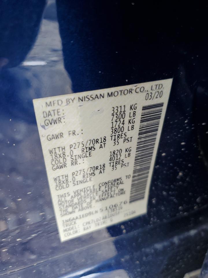 2020 Nissan Titan Sv VIN: 1N6AA1ED9LN510676 Lot: 68138045