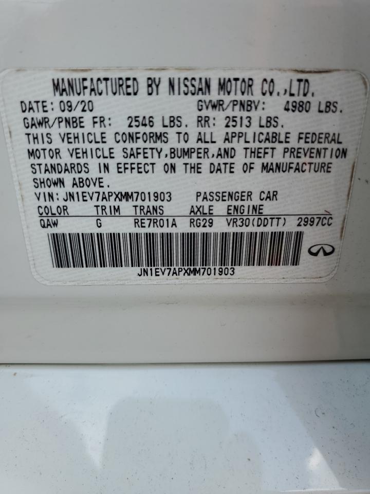 2021 Infiniti Q50 Pure VIN: JN1EV7APXMM701903 Lot: 69368505