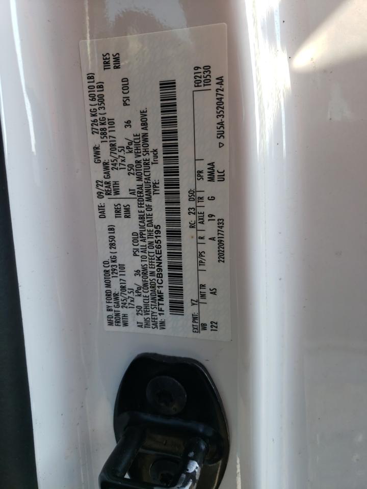 2022 Ford F150 VIN: 1FTMF1CB9NKE65195 Lot: 68879385