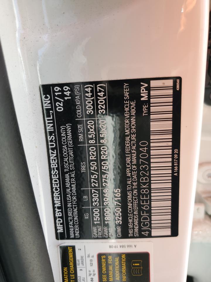 2019 Mercedes-Benz Gls 450 4Matic VIN: 4JGDF6EE8KB237040 Lot: 68719395