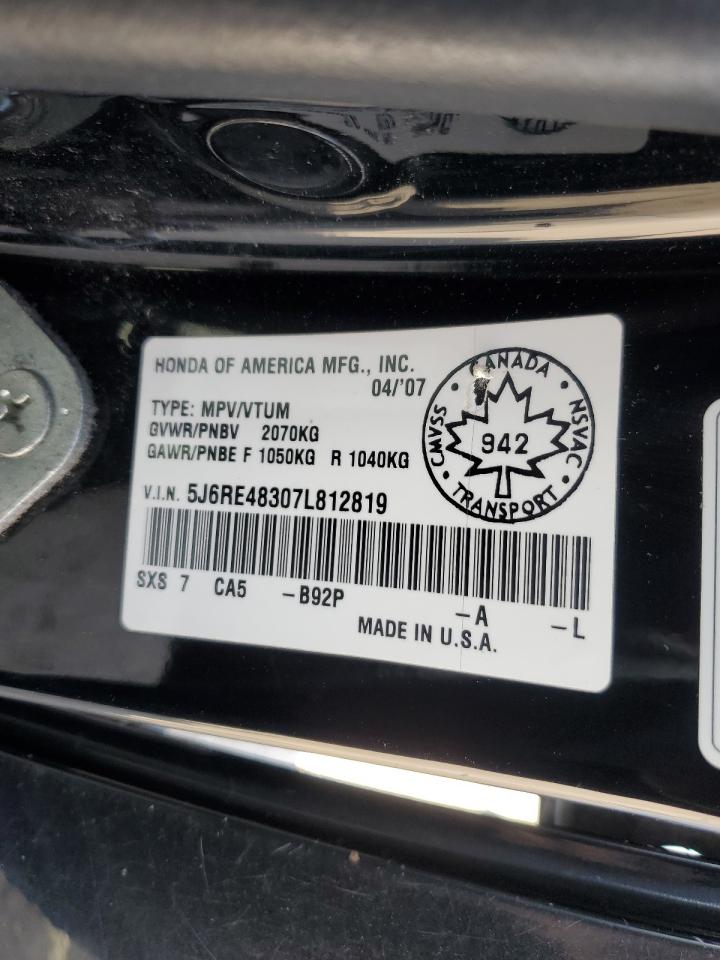 2007 Honda Cr-V Lx VIN: 5J6RE48307L812819 Lot: 67977485