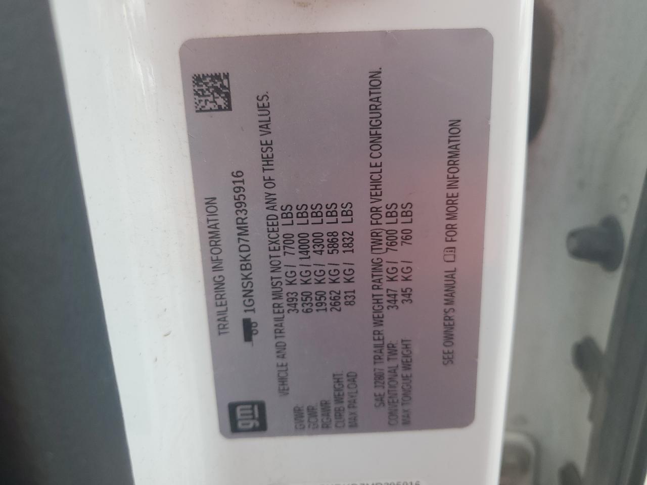 2021 Chevrolet Suburban K1500 Ls VIN: 1GNSKBKD7MR395916 Lot: 67279285