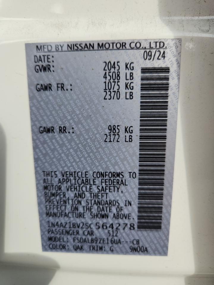 2025 Nissan Leaf S VIN: 1N4AZ1BV2SC564278 Lot: 70597875