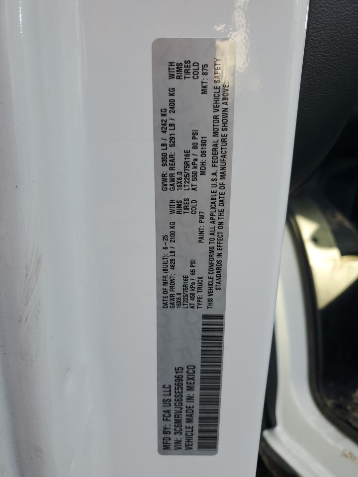 2025 Ram Promaster 3500 3500 High VIN: 3C6MRVJG6SE569615 Lot: 68020475