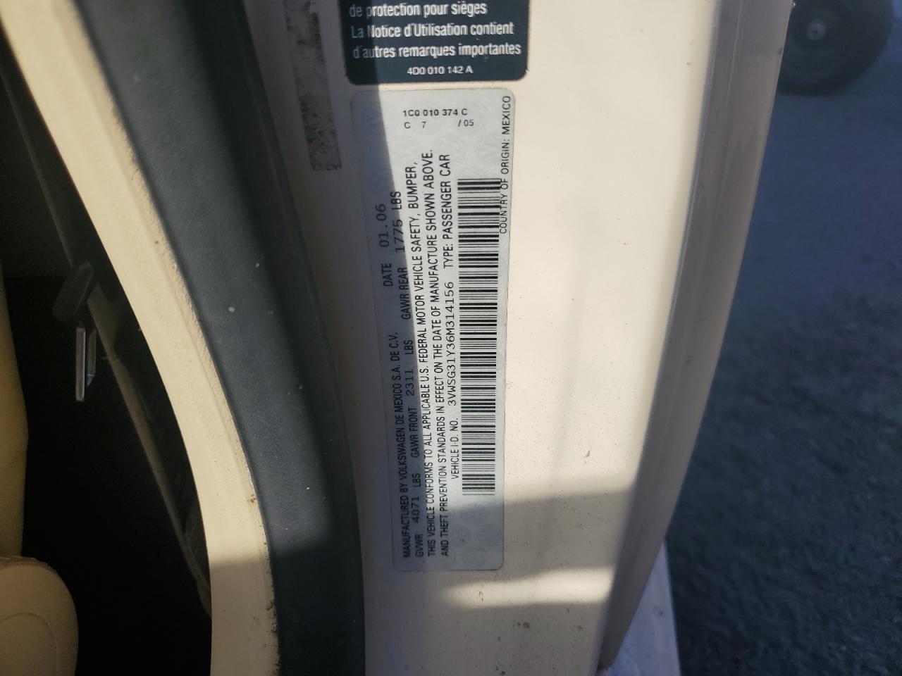 2006 Volkswagen New Beetle Convertible Option Package 2 VIN: 3VWSG31Y36M314156 Lot: 69706195