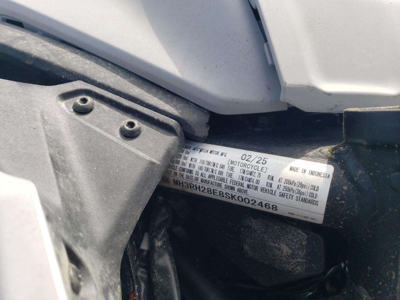 2025 Yamaha Mtn320 A VIN: MH3RH28E8SK002468 Lot: 67362725