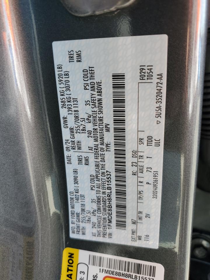 2024 Ford Bronco Outer Banks VIN: 1FMDE8BH8RLB15537 Lot: 68865365