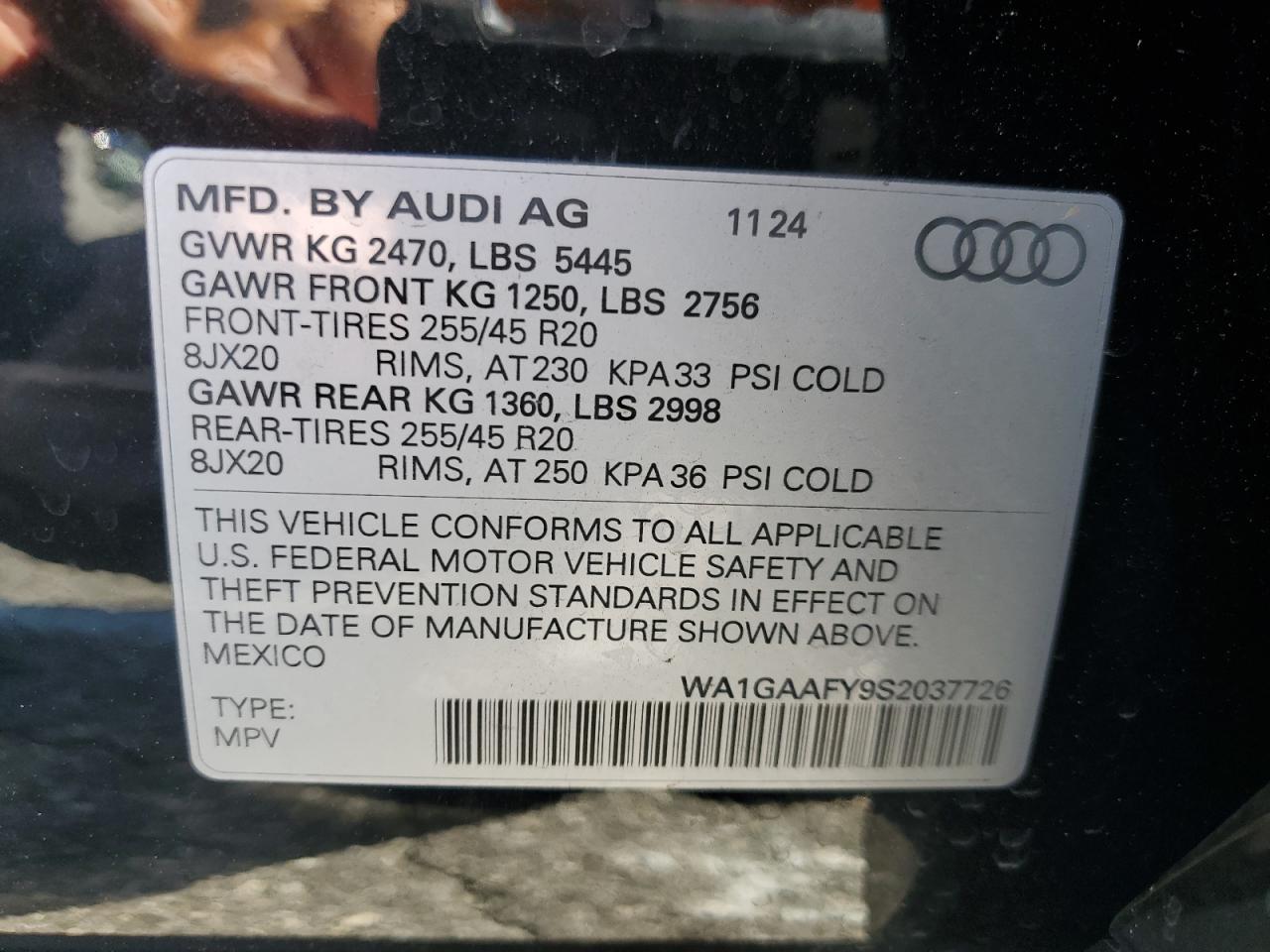 2025 Audi Q5 Premium 45 VIN: WA1GAAFY9S2037726 Lot: 70213765