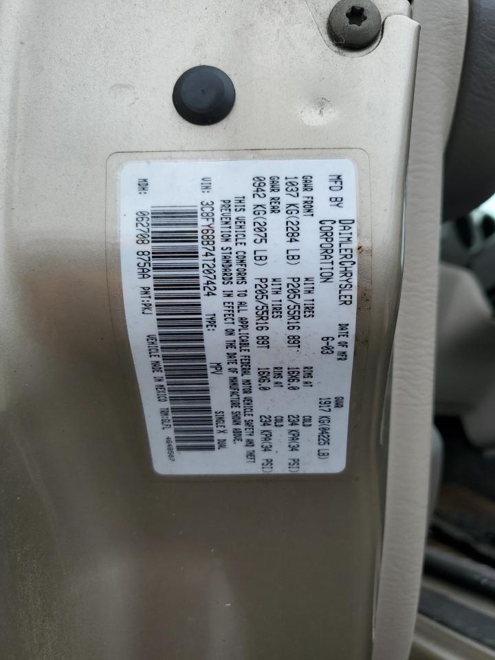 2004 Chrysler Pt Cruiser Limited VIN: 3C8FY68B74T207424 Lot: 67602285