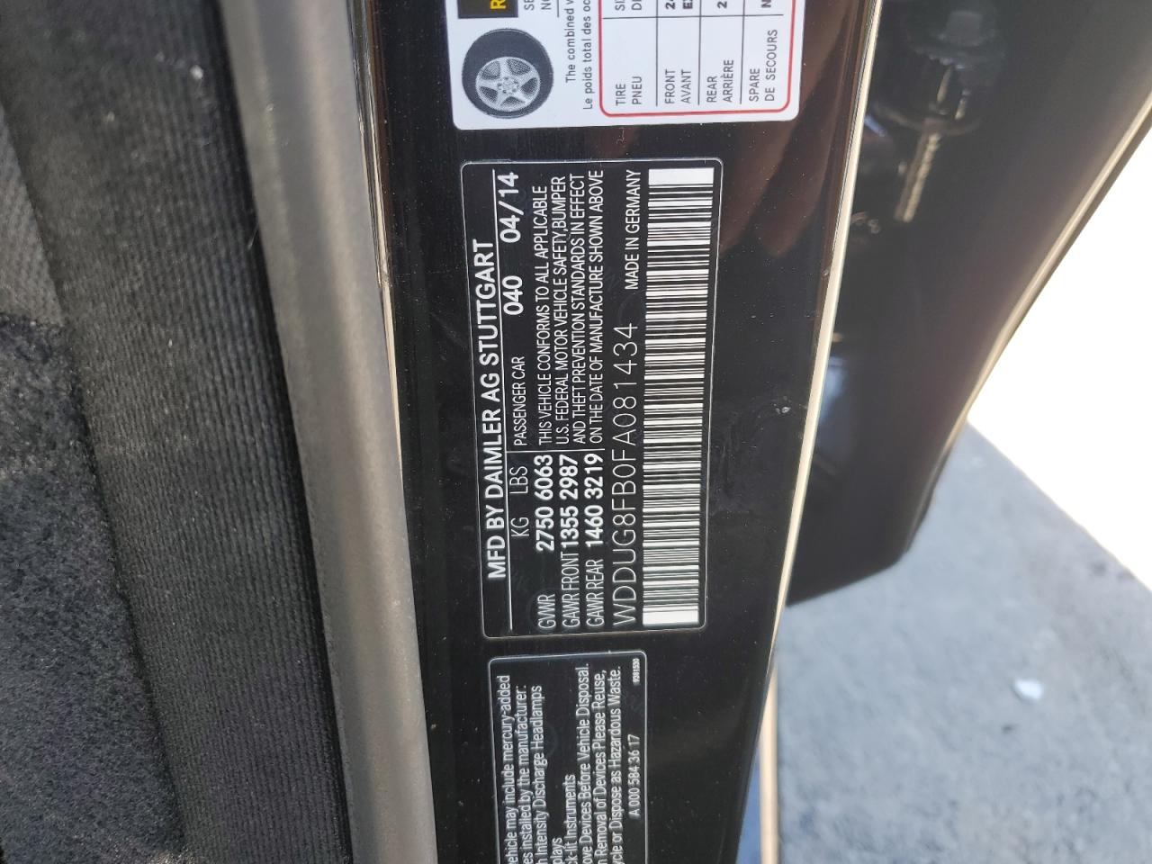 2015 Mercedes-Benz S 550 4Matic VIN: WDDUG8FB0FA081434 Lot: 70545915