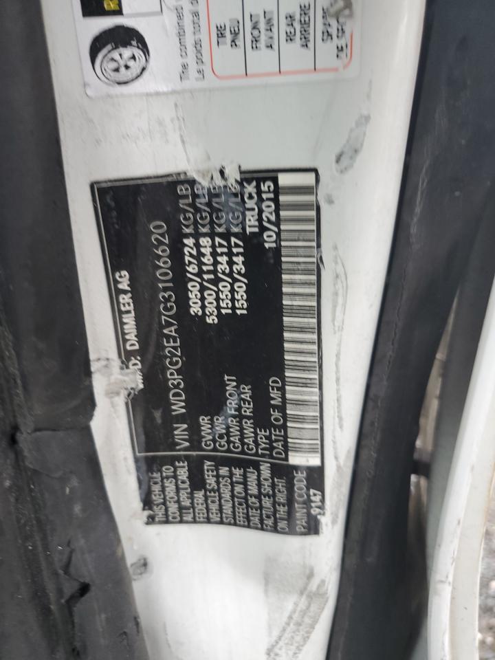 2016 Mercedes-Benz Metris VIN: WD3PG2EA7G3106620 Lot: 69459955